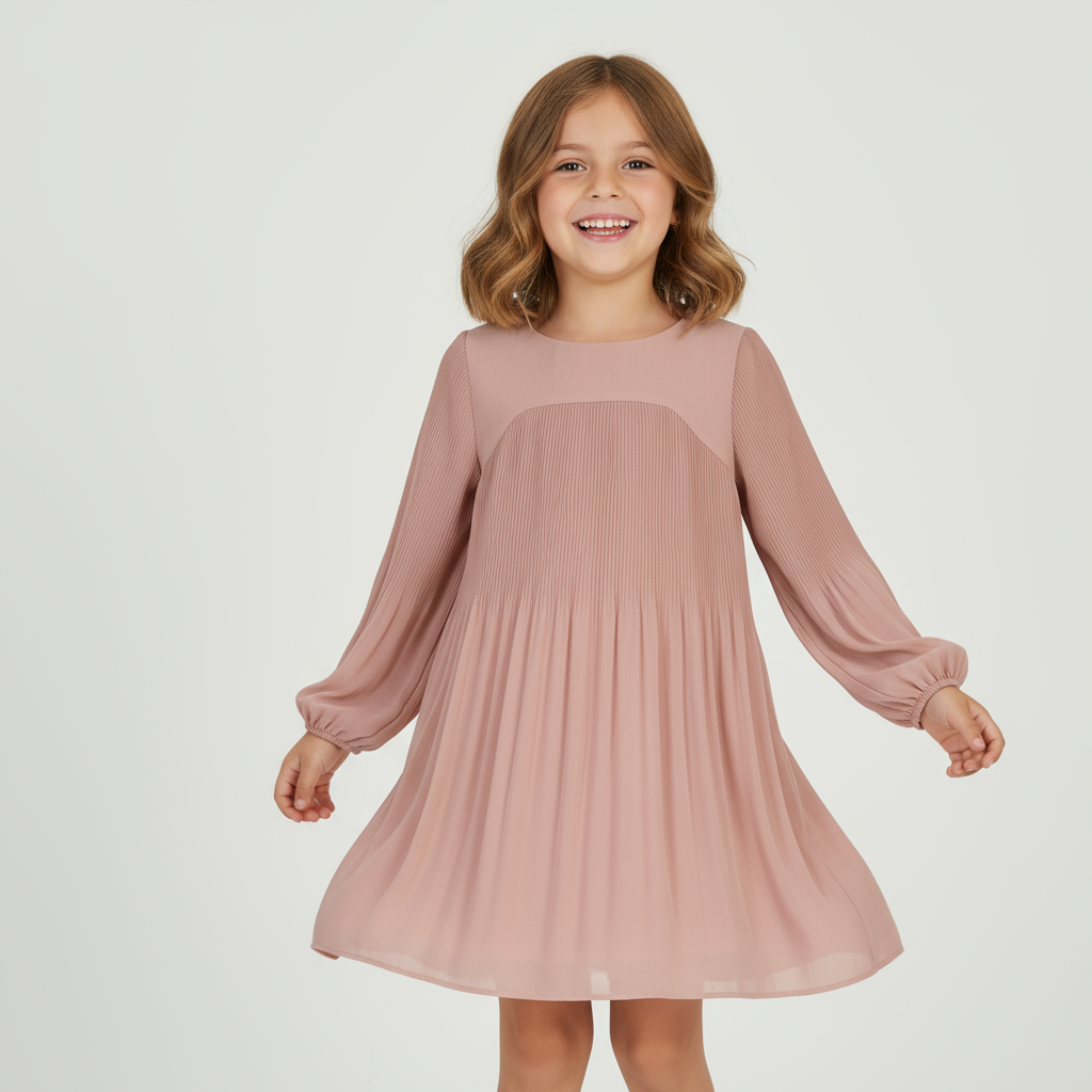 Vestido gasa plisada 4922 maquillaje