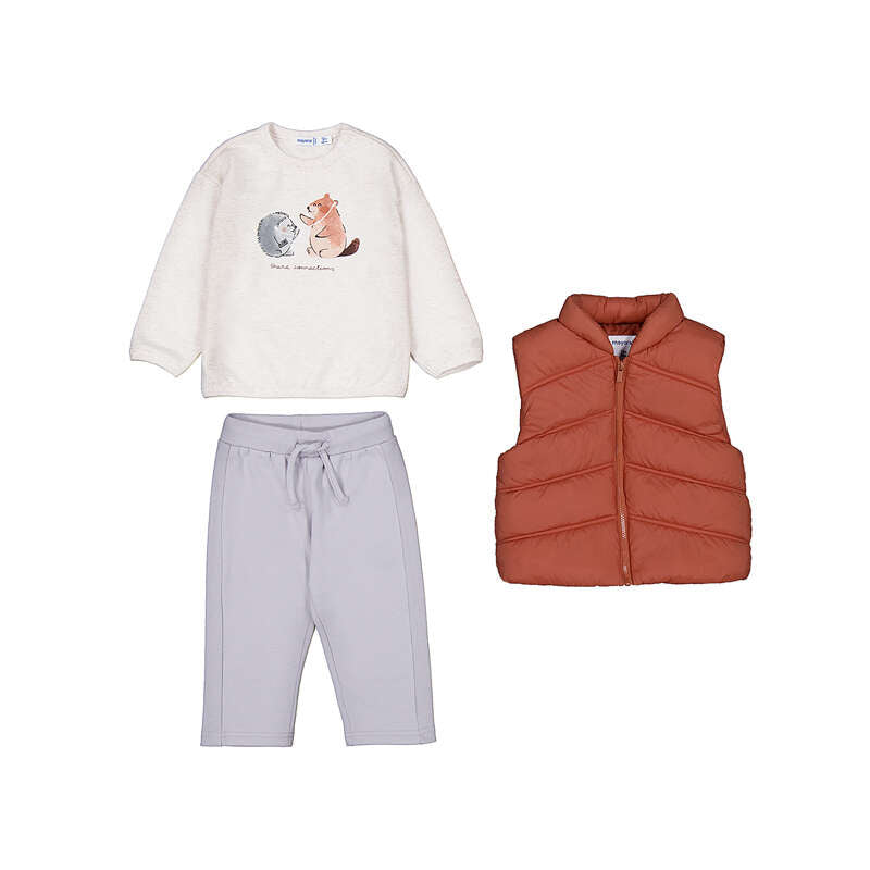 Conjunto pantalon, sudadera y chaleco 2687 teja