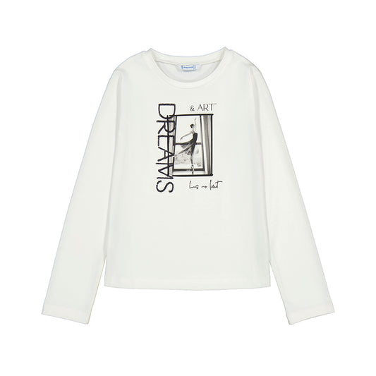 Camiseta m/l bordados 7017 nata