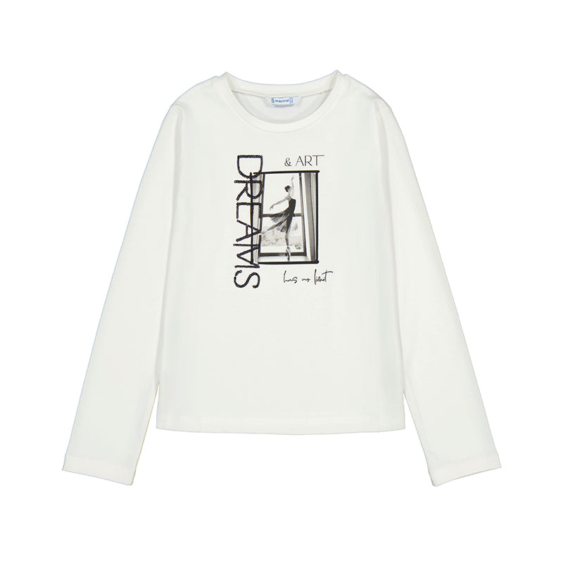 Camiseta m/l bordados 7017 nata