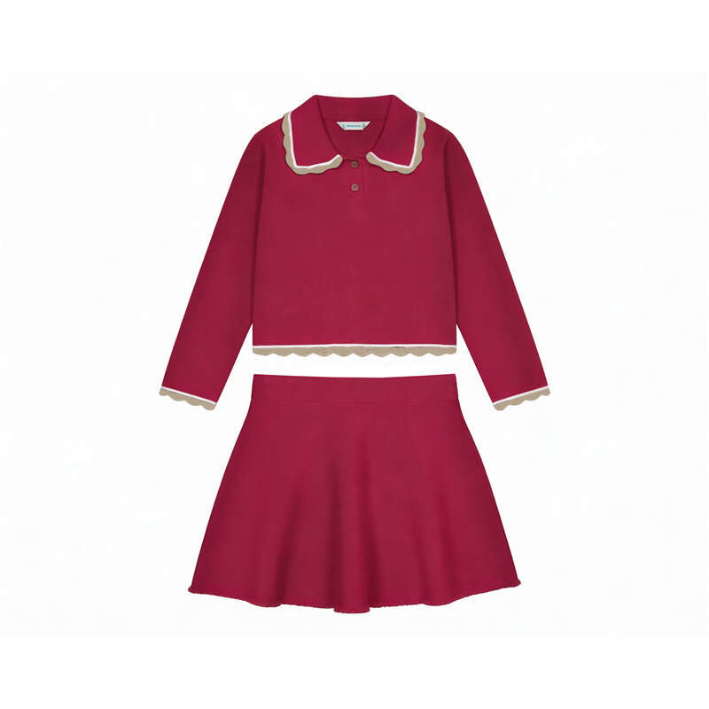 Conj. falda tricot 7944 granate