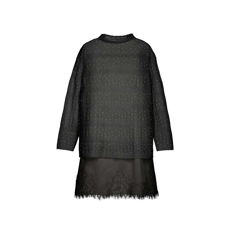 Vestido tricot encaje 7939 negro