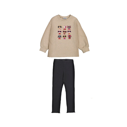 Conj. pullover leggings canele 4722 plomo