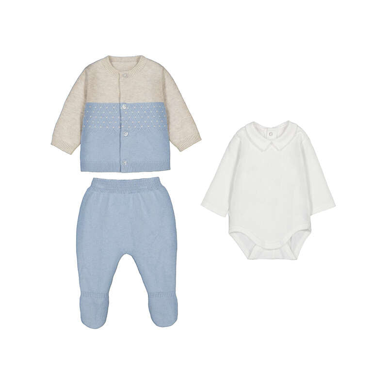 Conj. polaina 3 piezas tricot 2502 cielo