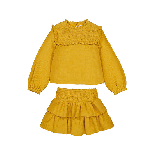 Conj. falda algodon plumeti 4933 curry