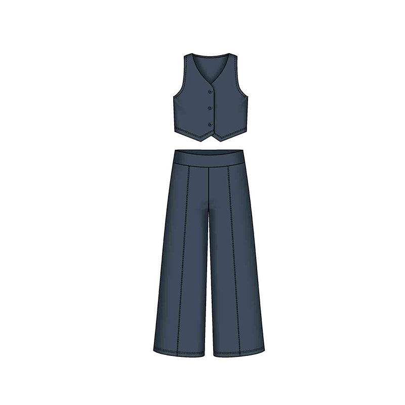Conj. pantalon largo chaleco 7582 petroleo