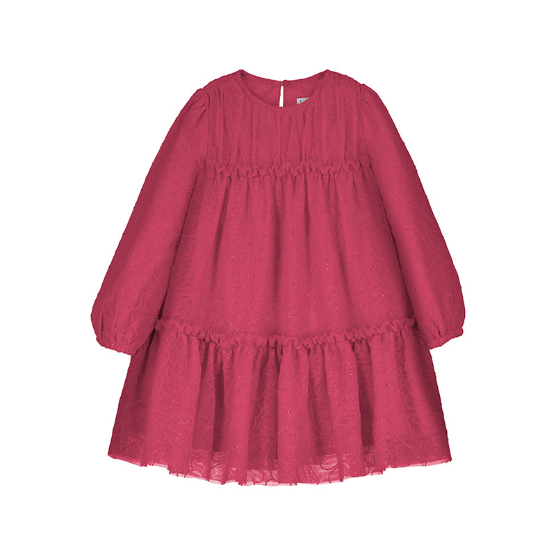 Vestido tul fantasia 4919 cereza