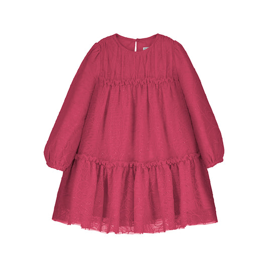 Vestido tul fantasia 4919 cereza
