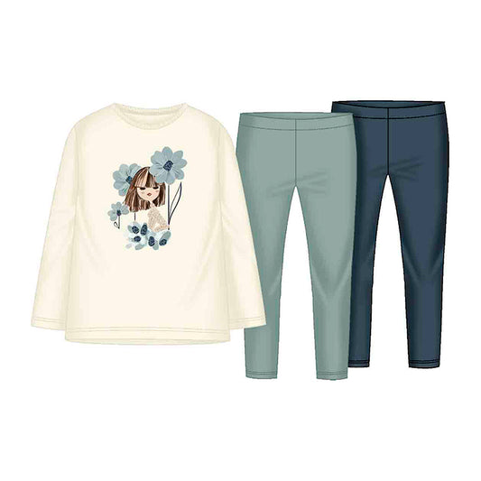 Conj. leggings 2 pantalones 4724 salvia