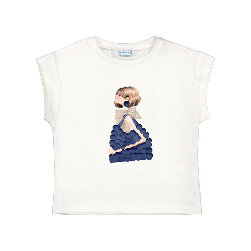 Conj.Camiseta 3005 porcelana y falda pantalón 4908 marino
