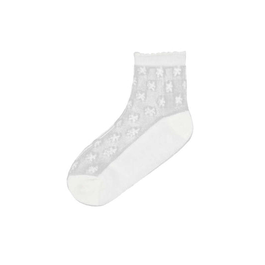 Calcetin flores 10186 blanco