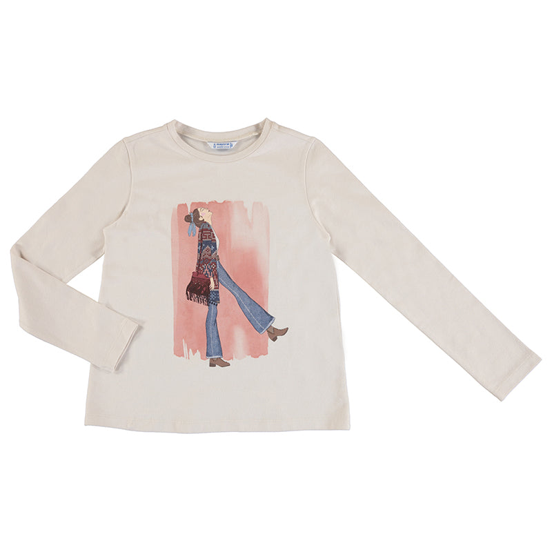 Camiseta m/l niña 7025 garbanzo