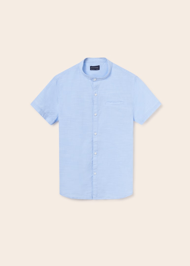camisa m/c cuello mao 6113 celeste