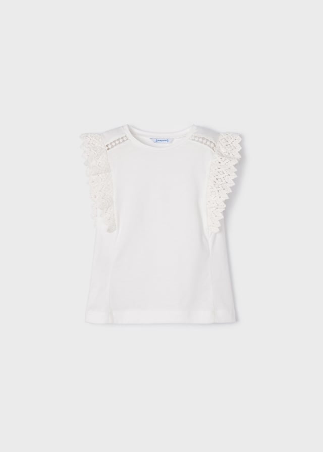 CAMISETA MANGA CORTA CON HOLANES 3061 Crudo
