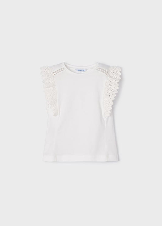 CAMISETA MANGA CORTA CON HOLANES 3061 Crudo