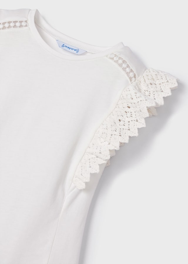 CAMISETA MANGA CORTA CON HOLANES 3061 Crudo