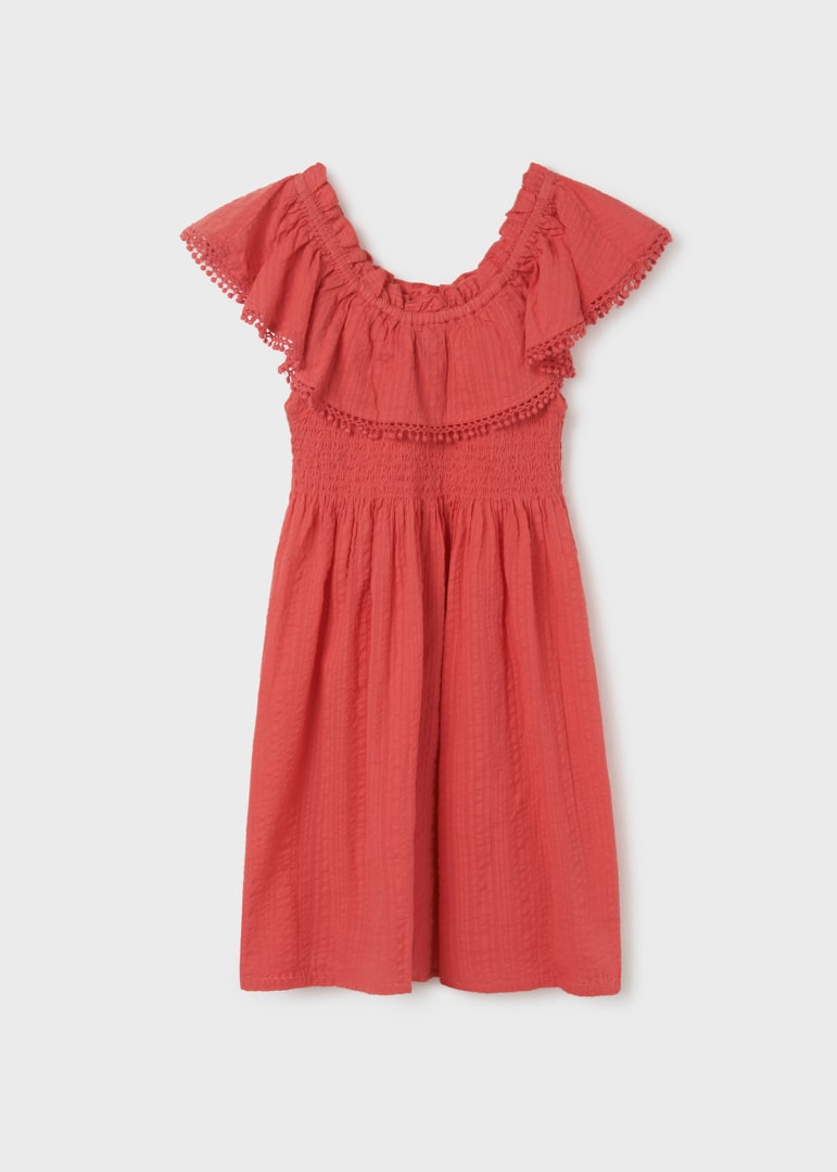 vestido nido abeja 6924 carmin